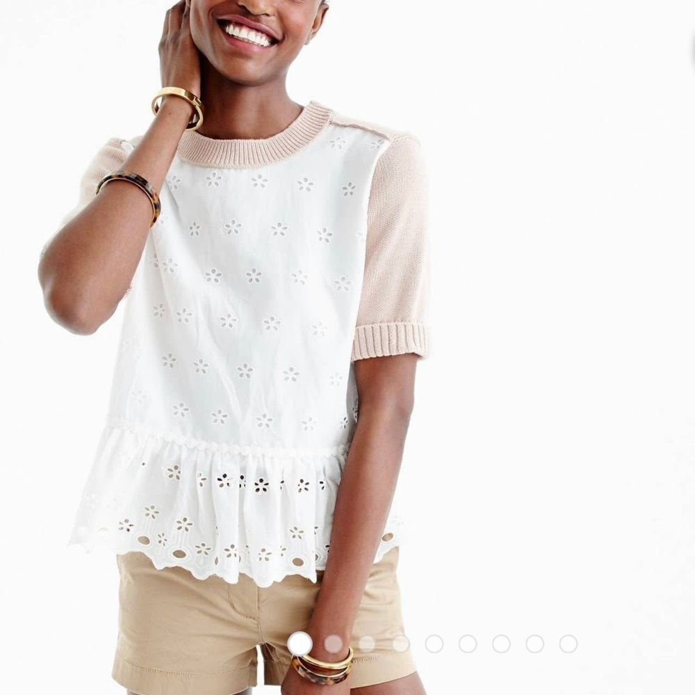 J.Crew Peplum Eyelet Sweater, Size XS